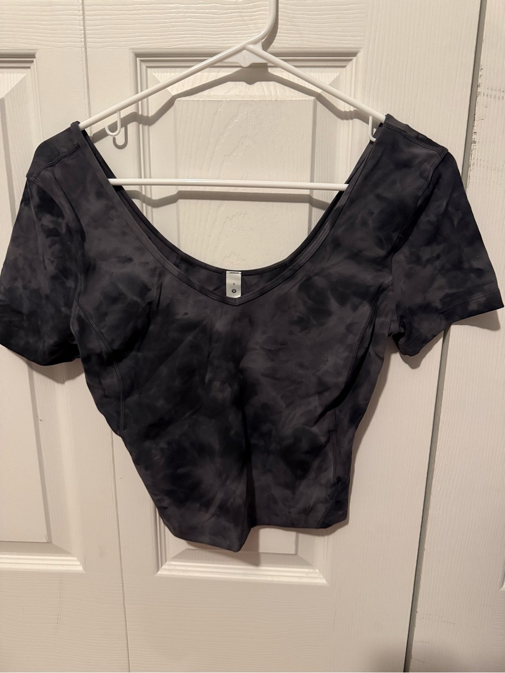 lululemon athletica Black Tie-Dye Scoop Crop Top